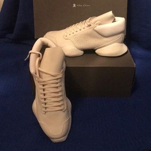 RICK OWENS x ADIDAS Cream Leather Tech Runners